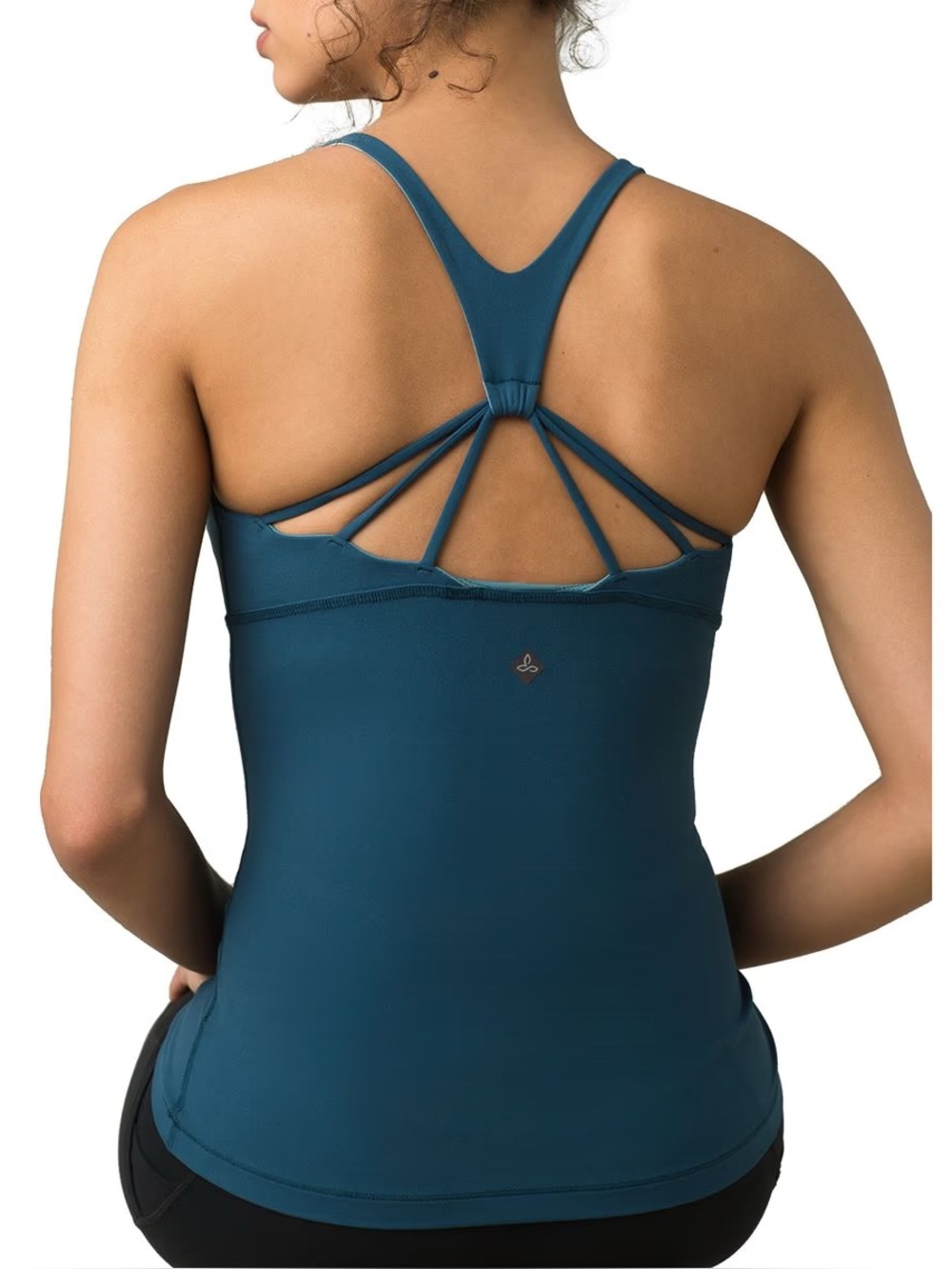 prAna Momento Tank Top Medium Blue Teal Strappy Racerback Yoga Shelf Bra